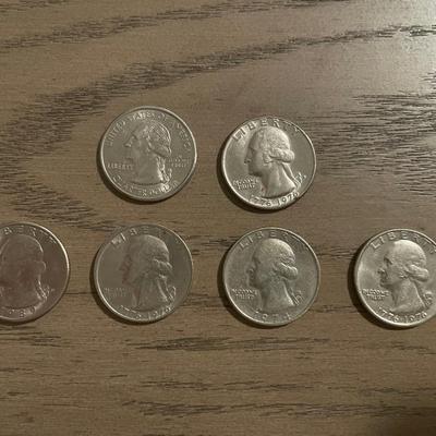 Set of 6 Vintage U.S. Quarters – Bicentennial & Classic Designs – 1960s–2000s