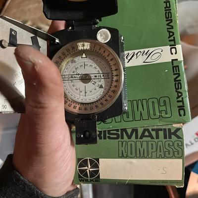 Vintage Wilkie Prismatic Compass with Original Box – Made in West Germany