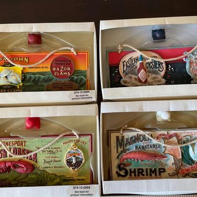 Vintage Seafood Label Wall Plaques – Set of 4