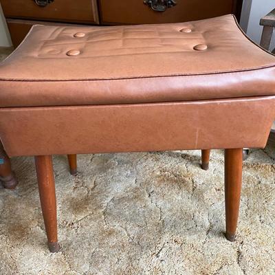 Mid-Century Vinyl Storage Bench