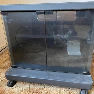 Black Media Cabinet with Tinted Tempered Glass Doors
