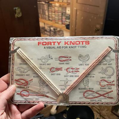 Vintage "Forty Knots" Knot Tying Trainer – Visual Aid with Original Ropes