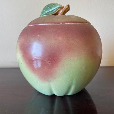 Mid-Century McCoy Ceramic Apple Cookie Jar with Lid