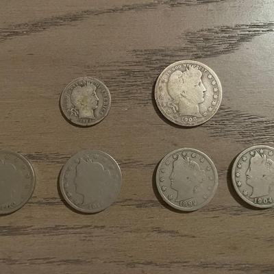 Mixed Lot of Vintage US Silver and Nickel Coins - Barber, Seated Liberty & Liberty Head