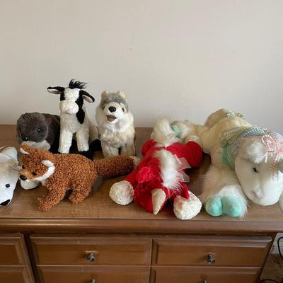 Lot of 8 Plush Animals – Includes Otter, Fox, Cow, Wolf, Unicorns & More
