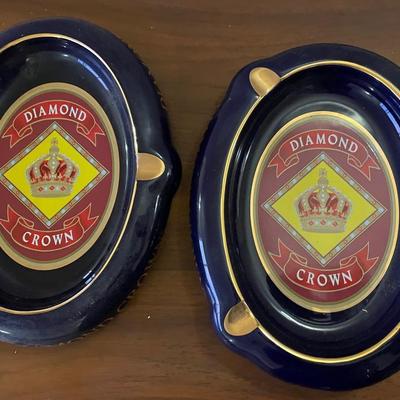 Pair of Diamond Crown Cigar Ashtrays