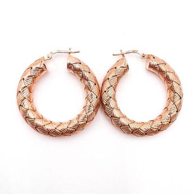 JCM Italy 925 Rose Gold-Plated Hoop Earrings