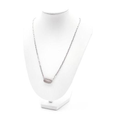 Sterling Silver Necklace with Crystal-Encrusted Pendant