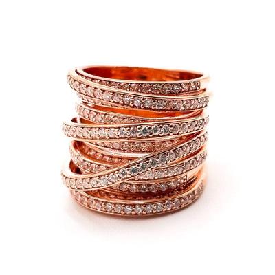 925 Milor Italy Rose Gold-Plated Ring, Size 7.5