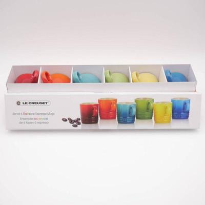 Le Creuset Set of 6 Rainbow Espresso Mugs in Original Packaging