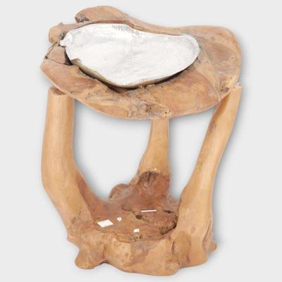 Live Edge Wood Standing Bowl with Aluminum Insert