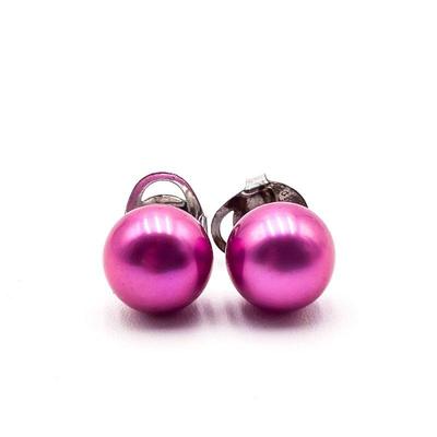 Pair of 925 Sterling Silver Pink Pearl Stud Earrings
