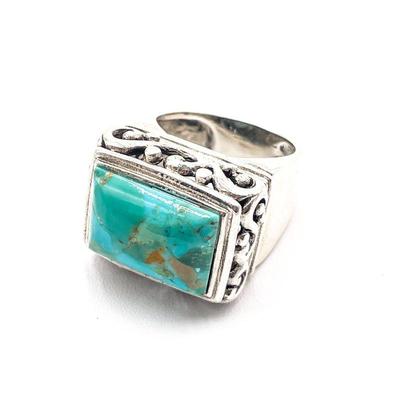 Sterling Silver Ring with Turquoise Stone, Size 6.5