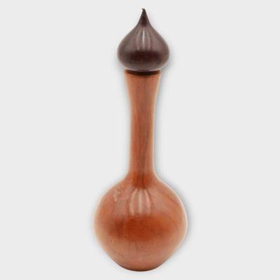 Sculptural Wood-Turned Vase with Removable Topper