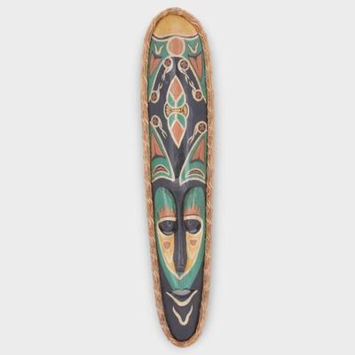Large African-Style Carved Wood Mask Wall Decoration