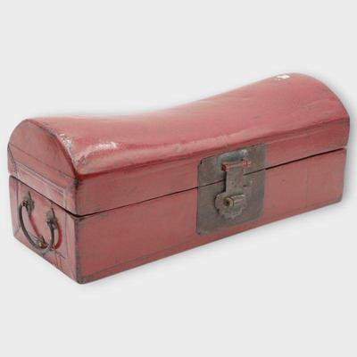Rustic Asian-Style Lacquered Wood Chest with Brass Hardware