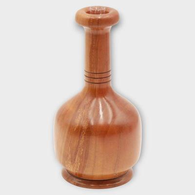 Turned Wood Bottle Vase With Gloss Finish