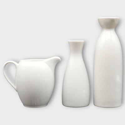 White Ceramic Creamer Set, Various Manufacturers
