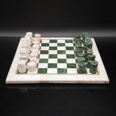 Green and White Marble Chess Set
