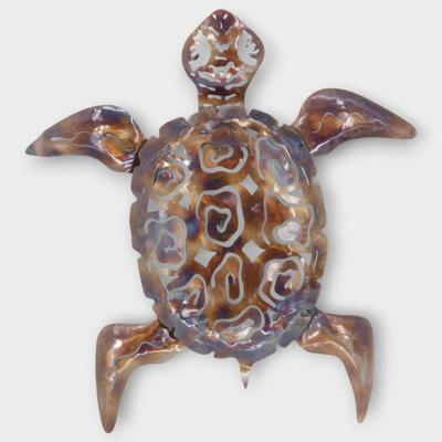 Heat-Treated Metal Sea Turtle Wall Sculpture