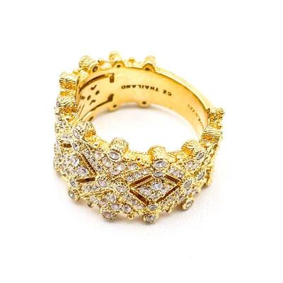 Judith Ripka 925 Gold-Tone CZ Ring Size 7.5