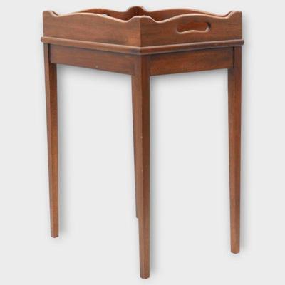 Brandt Furniture Carved Wood Side Table with Handles