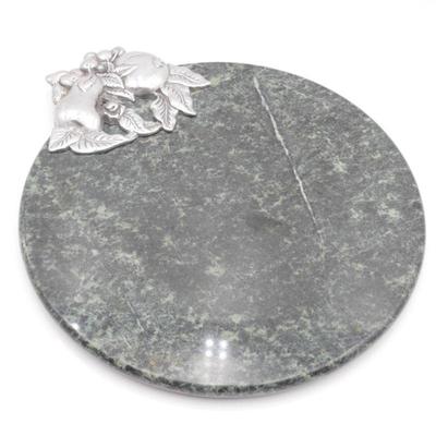 Green Marble Cheese Tray with Cast Metal Ornament