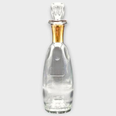 Frosted Glass Vase with Hand-Painted Floral Motif