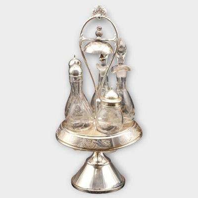 Silver-Plated Spinning Condiment Carrier with Bell