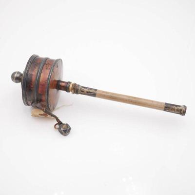 Handheld Copper and Wood Prayer Wheel