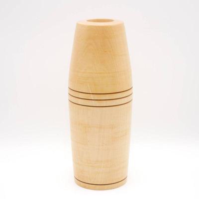 Turned Wood Candle Holder with Decorative Grooves