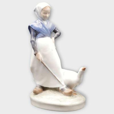 Royal Copenhagen Woman with Goose Figurine