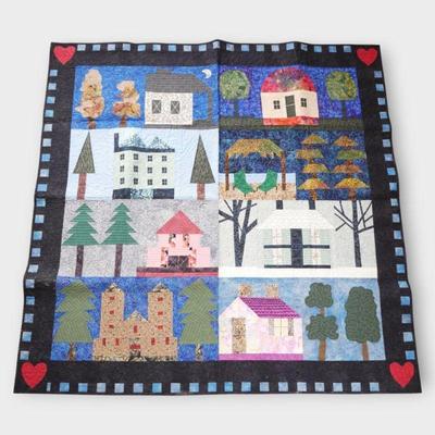 Patchwork Quilt with Village Theme by Suzanne Sholton Cart