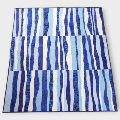 Shades of Blue Striped Quilt
