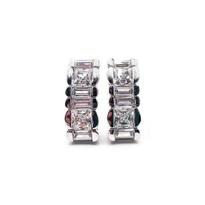 Meda 925 Silver Earrings with Clear Stones