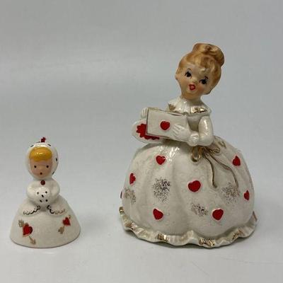 Vintage Velco Japan Valentine Planter and Miniature Bell