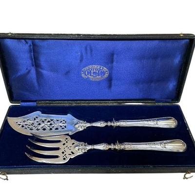 Antique Christofle Silver Fish Serving Set