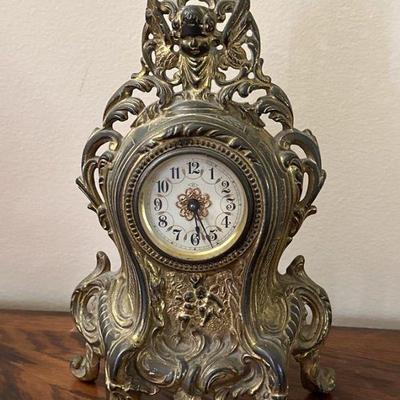 Antique Cast Iron Cherub Mantle Clock
