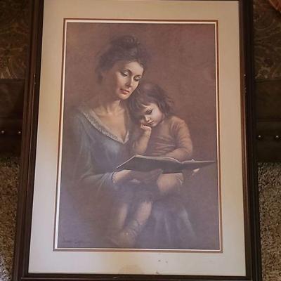 Signed 'Story Time' Print by Irene Spencer with Certificate of Authenticity, Framed and Matted