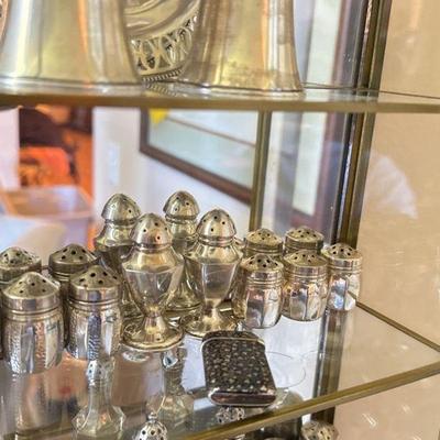 Vintage Sterling Silver Salt and Pepper Shakers with Sterling Silver Lighter, 52 Grams