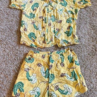 Vintage Kamehameha Yellow Hawaiian Shirt and Short Set