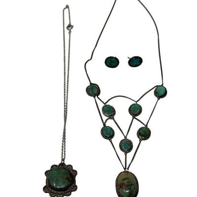 Beautiful Vintage Hand Crafted Turquoise and Sterling Silver Necklaces