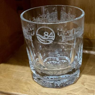 1984 Worlds Fair vase deep etched with wonder wall