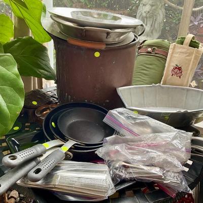 Copper planters and frying pans