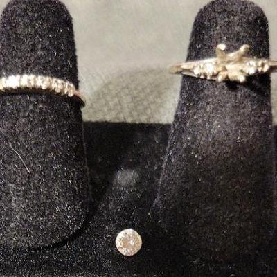 14k White Gold Rings With Diamonds Stamped