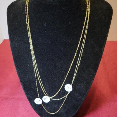 Three Gold Chains All Stamped 14k And 10K