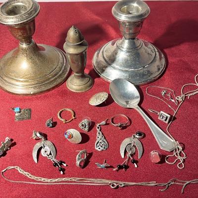 Miscellaneous Sterling All Stamped Broken And Mismatched Jewelry 