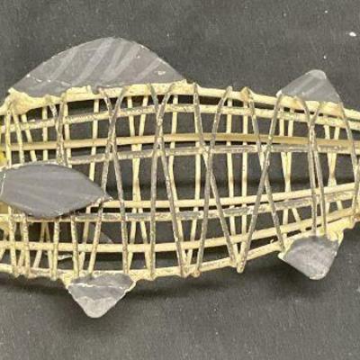 Vtg Hand Painted Metal Wire Fish Figural
