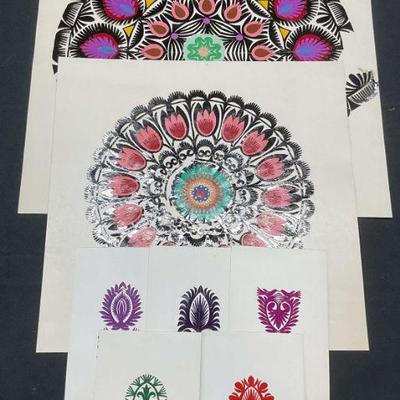 Group Lot Polish Cut Out Cards & Flowers
