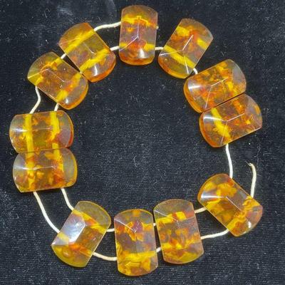 Vintage Amber Lucite Beaded Bracelet

